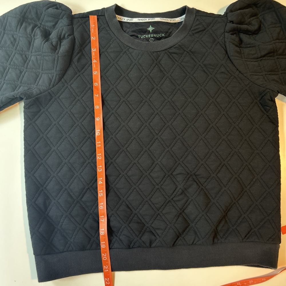 Tuckernuck Tnuck Sport Black Puff Sleeve Campbell Pullover Sweatshirt L SPF - Picture 7 of 7